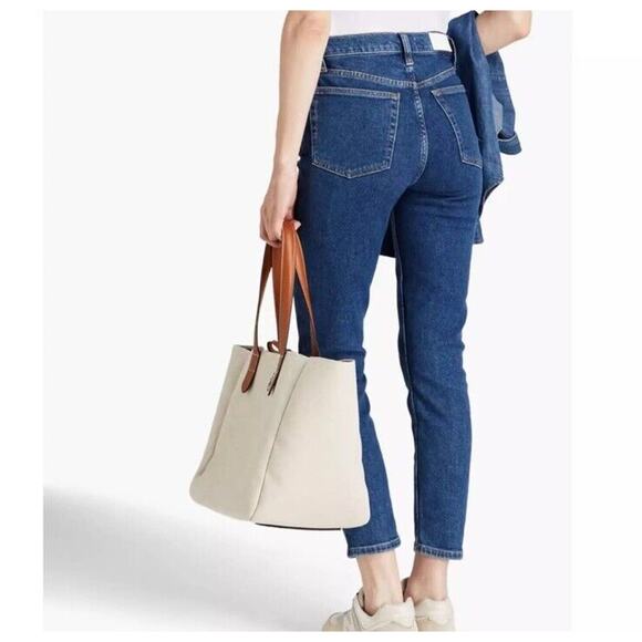 RE/Done 90s High Rise Ankle Crop Dark Western Rinse Jeans Size 32 Button Fly R15 - Picture 3 of 8
